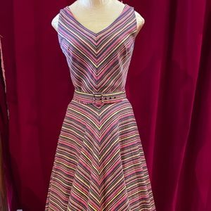 Retro 1950's Pin Up Couture Havana Nights Pin Up Girl Chevron Stripe Swing Dress